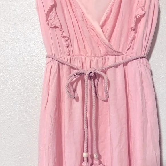Dress Day Maxi Dress Soft Pink Tie Waist Belt Size M - Picture 6 of 11